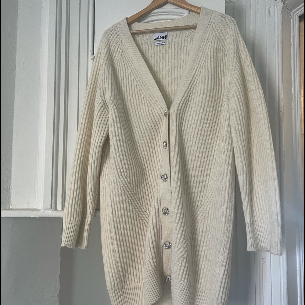 GANNÌ wool sweater with crystal buttons